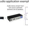Audio swiching switching/multiplexing into XLR stereo speaker system